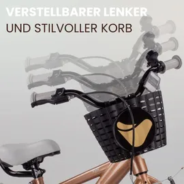 SUN BABY Kinderfahrrad Jungen Fahrrad Stützräder Schubstange ab 2-6 Jahre BMX Kinder (Cappuccino, 16 Zoll)