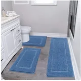 Pauwer Badematten Badteppich Set 3-teilig Mikrofaser Flauschig