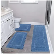 Pauwer Badematten Badteppich Set 3-teilig Mikrofaser Flauschig