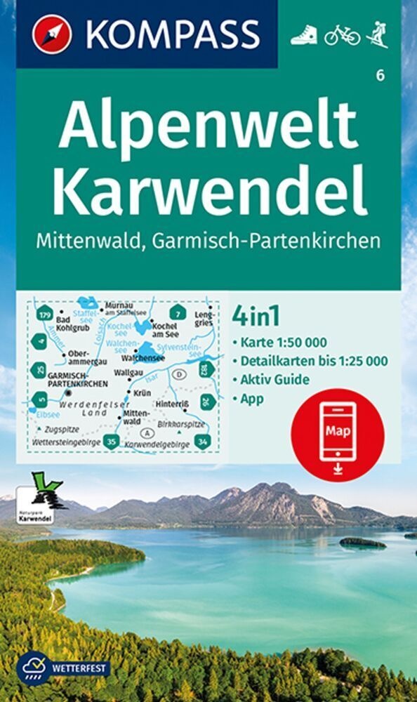 Kompass Wanderkarte 6 Alpenwelt Karwendel Mittenwald  Garmisch-Partenkirchen 1:50.000  Karte (im Sinne von Landkarte)