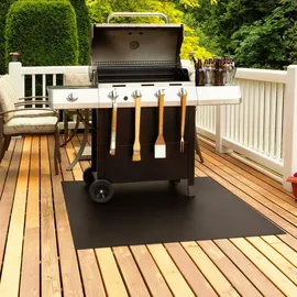 Tulup Grillunterlage Bodenschutzplatte Metall, Schwarz 100x80 cm