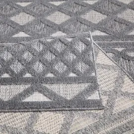 Carpet City In-& Outdoorteppich Santorini 435, 3D-Effekt, Boho-Look", grau Anthrazit B:200cm H:5mm L:290cm, Polypropylen, Teppiche, Teppich, Wetterfest - UV-beständig für Terrasse, Flur,