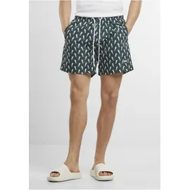 URBAN CLASSICS Badeshorts Urban Classics Herren Pattern Swim Shorts Grün S