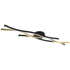 Trio Leuchten LED Deckenleuchte Blaze schwarz-messing 107 x 7 cm dimmbar