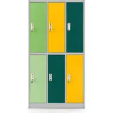 Jan Nowak Schließfachschrank Fächerschrank Wertfachschrank Umkleideschrank 6 Fächer Stahlblech Pulverbeschichtet 150 cm x 90 cm x 45 cm (H x B x T) (Mehrfarbig)
