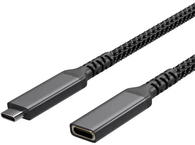 S/CONN maximum connectivity Flexline-USB-C Verlängerungskabel, USB C Stecker auf USB-C Buchse, 3.2, PD, Textil, 1,5m