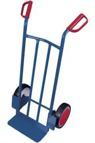 VARIOfit Stahlrohrkarre niedrig Vollgummibereifung Rücken mit Stahlrohrverstrebung Schaufel 400 x 150 mm