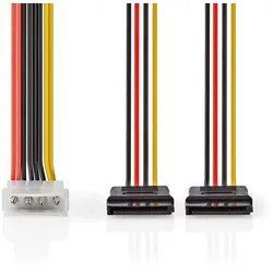 Nedis Interne Stromkabel | Molex Stecker | 2x SATA 15-Pin-Buchse | Vergoldet | 0.15 m | rund | PVC | Mehrfarbig | Umschlag