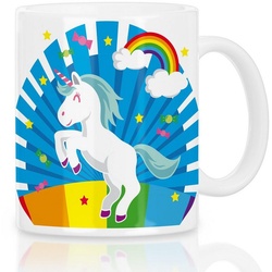 style3 Tasse, Keramik, Unicorn Candy Einhorn Kaffeebecher Tasse Regenbogen glitzer bunt|weiß