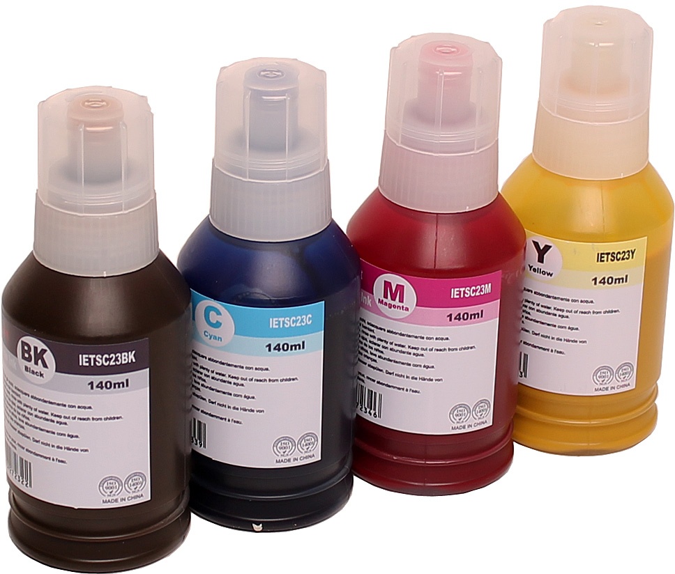 Kompatibel Set 4x Nachfüllflasche Tinte für Epson SC23 für Surecolor SC-F100 SC-F500 SC-F501 von ABC