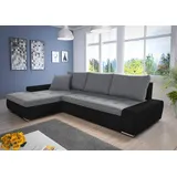 Sofnet Ecksofa mit Schlaffunktion Faris - Couch mit Bettkasten, Big Sofa, Sofagarnitur, Couchgarniitur, Polsterecke (Schwarz + Grau (Madryt 1100 + Inari 9... - Schwarz/Grau
