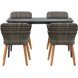 vidaXL 5-teilige Garten Essgruppe Grau Poly Rattan
