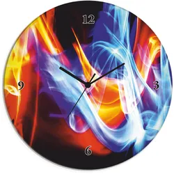 Artland Wanduhr »Glasuhr rund Feuer und Eis«, wahlweise mit Quarz- oder Funkuhrwerk, lautlos ohne Tickgeräusche Artland orange