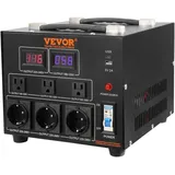 Vevor 3000W Spannungswandler Transformator AC 110V⇋220V Transformer Wandler 3 US NEMA 5-15R 3-polige Ausgangssteckdosen, 3 europäische Shucko-Ausgangssteckdosen, 1 USB-Buchse und 1 Typ-C-Buchse