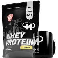1kg Mammut Whey Protein Eiweißshake - Set inkl. Protein Shaker, Riegel, Powderbank oder Tasse (Vanilla, Mammut Keramik Tasse)
