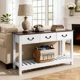 Vevor Konsolentisch 120 x 30 x 80 cm Braun/Weiß