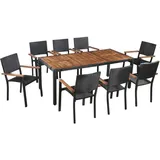 vidaXL Garten-Essgruppe 9-tlg. schwarz 43936