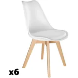 Tectake Esszimmerstuhl Frederikke Textil weiß 6er Set