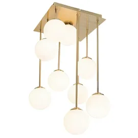 QAZQA Moderne Deckenleuchte Gold mit Opalglas 9 Lichter - Athens