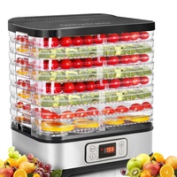 COOCHEER MEYKEY Dörrautomat Dörrapparat für Obst und Gemüse, Lebensmitteltrockner, 400W, LCD-Display, Temperatur einstellbar, Silber