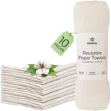 Mioeco 10er-Pack Wiederverwendbare Küchentücher - Waschbare Spültücher aus Bio-Baumwolle - Alternative zu Küchenrollen & Baumwoll Putztüchern - Saugfähig, Robust & Umweltfreundlich