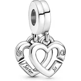 Pandora Verbundene Schwester Teilbare Herzen Charm-Anhänger 799538C01