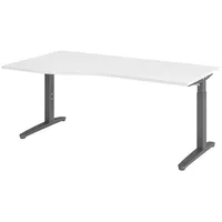 Bümö Schreibtisch höhenverstellbar 180x100 cm in Weiß, Graphit, -