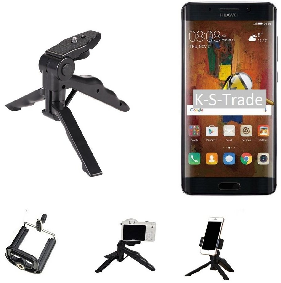 K-S-Trade für Huawei Mate 9 Pro Smartphone-Halterung, (Stativ Tisch-Ständer Dreibein Handy-Stativ Ständer Mini-Stativ) schwarz