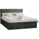 kaiser möbel Boxspringbett mit bettkasten und topper TRENTO, ohne Bein stoff Plüsch Cord 160x200 cm Grün Textil, H2, Höhe ca. 20 cm, Schlafzimmer, Betten, Boxspringbetten
