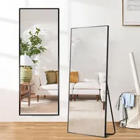NeuType Ganzkörperspiegel 130x40cm HD Standspiegel zum Aufhängen oder Anlehnen an der Wand Spiegel Groß Wandspiegel für Wohn-, Schlaf-, Badezimmer und Ankleidezimmer Rechteckig Schwarz