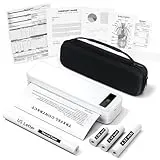 TATTMUSE Thermodrucker A4 Kit, Mit Tragetasche und 4 Rollen Thermopapier, Mobiler Drucker A4 für Unterwegs, Tragbarer Drucker Kompatibel mit Phone, Monochromer Reisedrucker