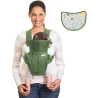 Infantino Swift Classic Babytrage, 2 Tragepositionen mit Wonder Cover Lätzchen, verstellbare Gurte, Must-have für die Erstausstattung, Babytrage für Neugeborene bis Kleinkinder 3,18–11,79 kg, Oliv