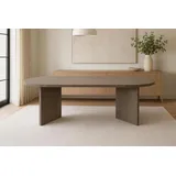 Esszimmertisch Ovi | 204 x 90 cm | Holz Graue-Optik | Tischplatte 40mm | Tischbeine in V-Form | ovaler Esstisch mit geraden Kanten | Holztisch Essz... - Grau