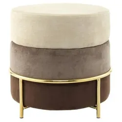 HOCKER Hocker rund in creme/braun