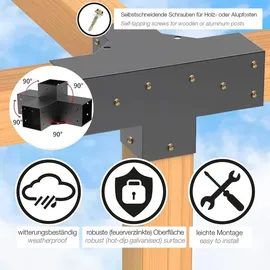 SOTech Mittelverbinder 90 x 90 mm 4-Wege-Verbinder