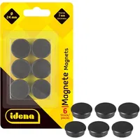 IDENA Magnete schwarz, Kunststoff Ø 2,4 x 0,7 cm, 6 St.