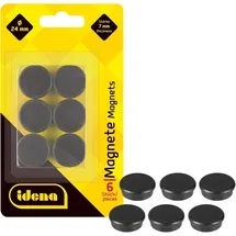 IDENA Magnete schwarz, Kunststoff Ø 2,4 x 0,7 cm, 6 St.