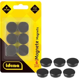 IDENA Magnete schwarz, Kunststoff Ø 2,4 x 0,7 cm, 6 St.