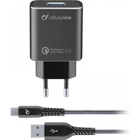 Cellular Line Cellularline USB Charger Kit 18W schwarz (ACHHUKITQCTYCK)