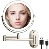 Does Not Apply kosmetikspiegel wandmontage Kosmetikspiegel mit 1X/10X Vergrößerung LED Beleuchtung Spiegel Wandmontage schminkspiegel mit Beleuchtung Dimmbarer Schminkspiegel 3 Farben Cosmetic Mirror