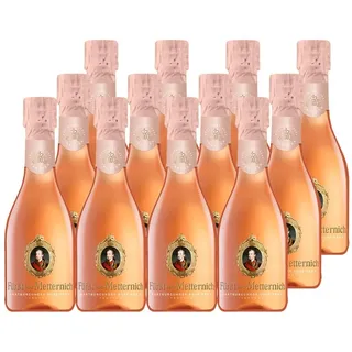 Fürst von Metternich Rosé Sekt Trocken (12 x 0,2 l) Hochwertiger Rosé Piccolo aus hellgekelterten Spätburgunder-Weinen, in praktischer Kleinflasche, aus ausgewählten deutschen Weinbaugebieten