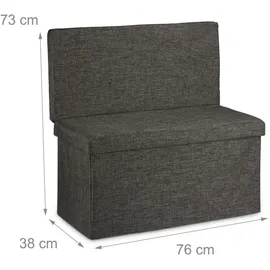 Relaxdays Faltbarer braun Holzwerkstoff, Textil, 76x73x38 cm Wohnzimmer, Hocker, Sitzhocker