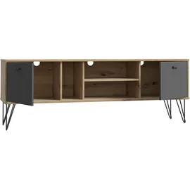 Forte Neyle TV-Lowboard 163,1 cm Schwarz Holzwerkstoff
