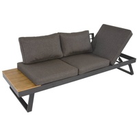 GMD Living Gartenlounge-Bank AREZZO, Loungebank/Loungebett mit Seitentisch, 228 cm, Wetterfest beige|grau