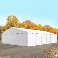 TOOLPORT Lagerzelt 8x12 m Industriezelt Unterstand PVC Plane 750 n weiß mit Bodenrahmen - (7255)