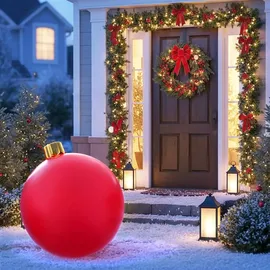 Spetebo Riesen Weihnachtskugel aufblasbar 45 cm - Innen und Außen - Farbe: rot - Rot