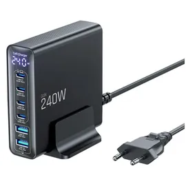 TECH-PROTECT Tech Protect DC240W GaN Ladestation mit 6 Anschlussen 4 x – Schwarz