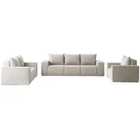 Fun Möbel Polstergarnitur Sofa-Set Designersofa ESTELLE 3-2-1 Sofagarnitur mit Schlaffunktion, (Rücken echt bezogen), mit Schlaffunktion und Bettkasten weiß