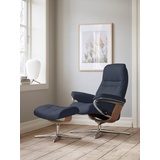 Stressless Relaxsessel STRESSLESS Sunrise Sessel Gr. Leder PALOMA, Cross Base Eiche, Rela x funktion-Drehfunktion-PlusTMSystem-Gleitsystem-BalanceAdaptTM, B/H/T: 92 cm x 105 cm x 80 cm, blau (o x ford blue paloma) Lesesessel und Relaxsessel