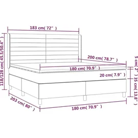 vidaXL Boxspringbett mit Matratze Dunkelbraun 180x200 cm Stoff